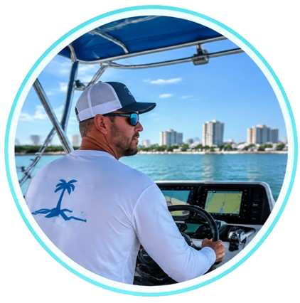 Local boat captain navigating St. Petersburg waterways